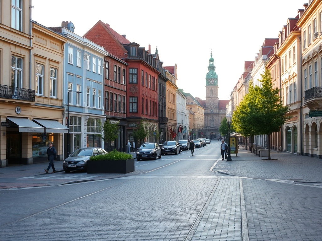 Mapa infrastruktury i usług w Rumi, prezentująca sklepy, restauracje i placówki edukacyjne.